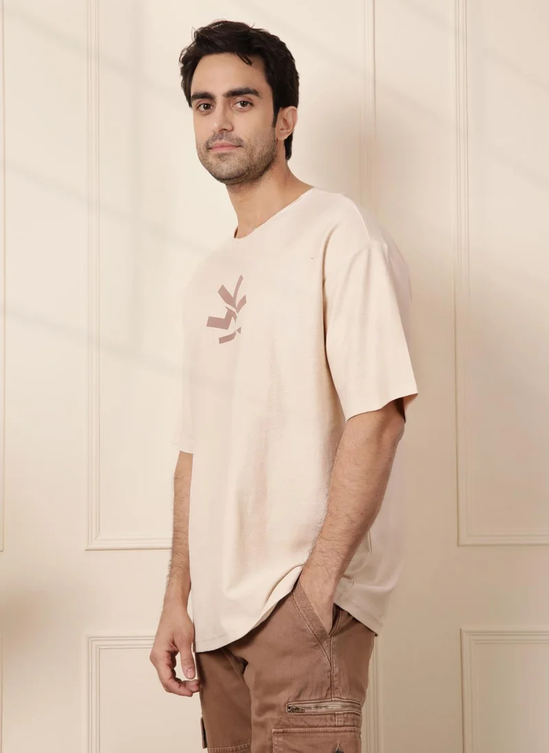 Wrogn Heavy GSM Raw Edge Collar T-Shirt